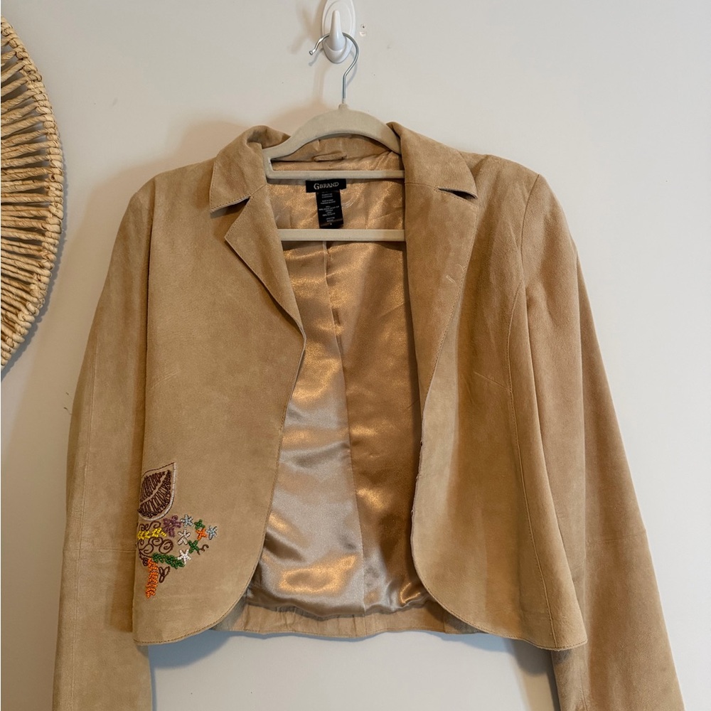 Tan Embroidered Blazer